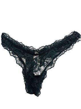 Victoria’s Secret Dark Green Lace Sequin High Leg Panties M NWT